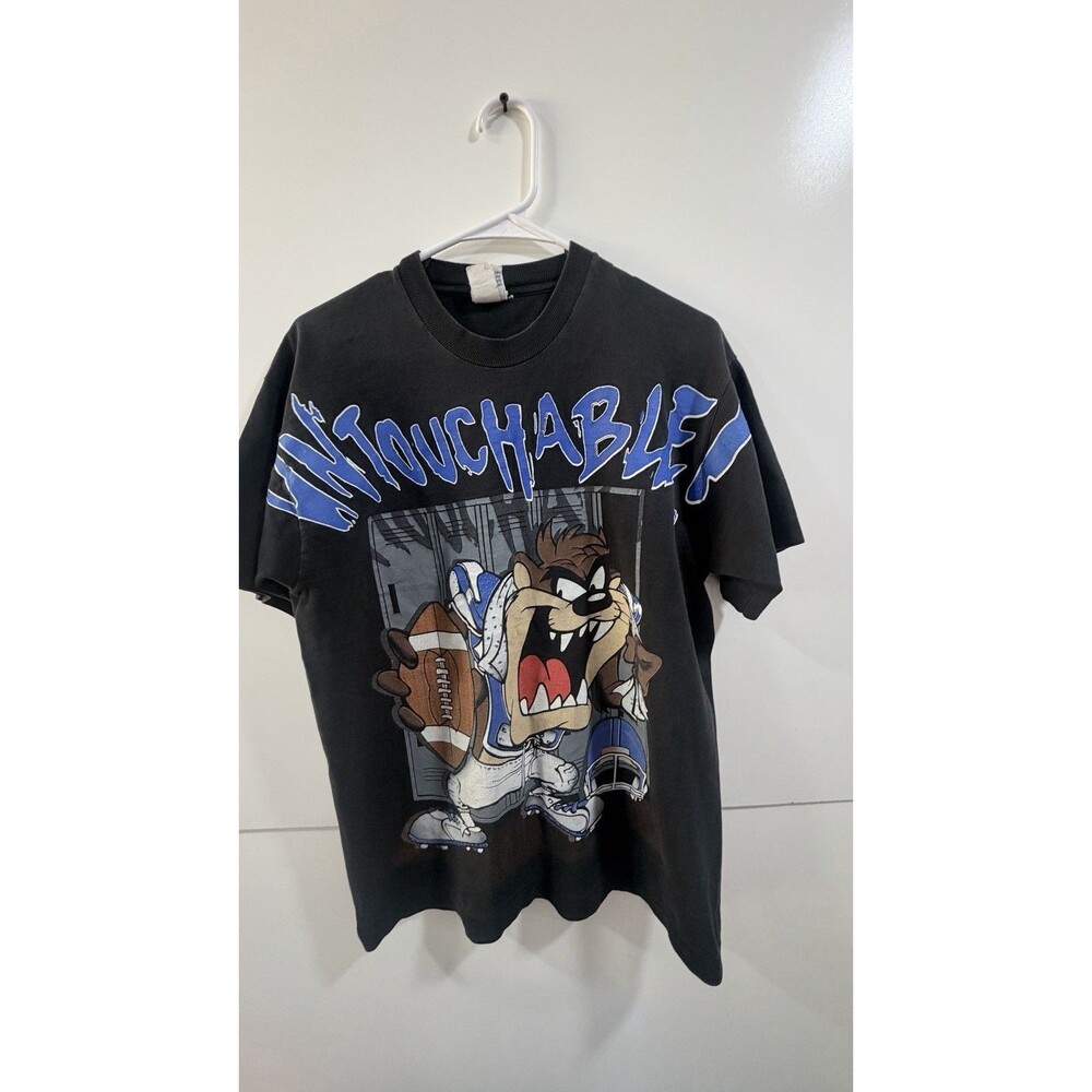 Taz Looney Toons Football T Shirt AOP Single Stitch Size L Vintage 1997 Rare